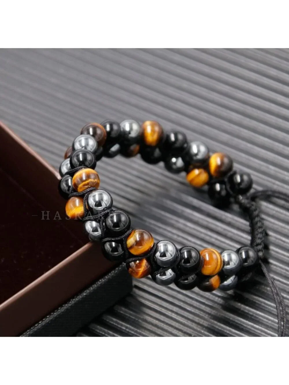 Triple Protection Bracelet for Men - Tigers Eye, Black Obsidian, Hematite